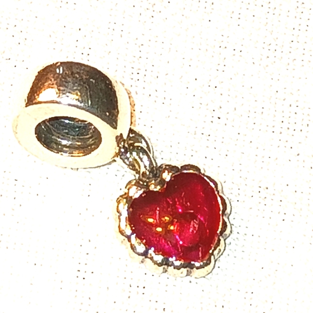 Pandora Retired Red Heart Dangle Charm